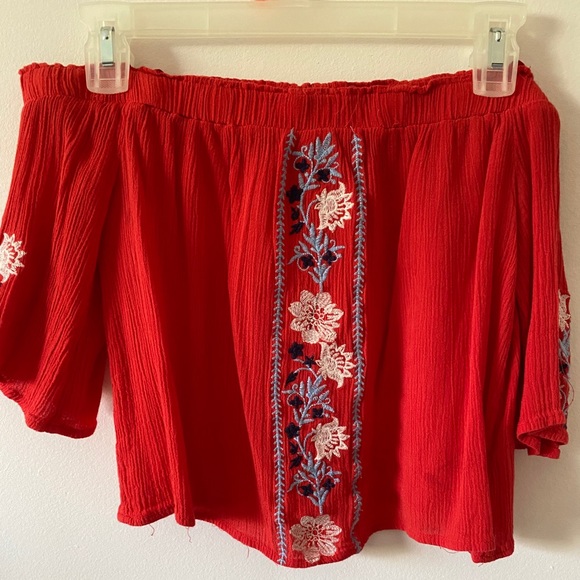 Red Off The Shoulder Blouse - Picture 1 of 2